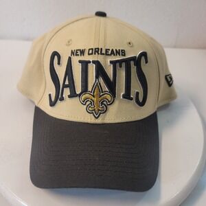 New Era 39thirty Fitted L/XL Gold Stretch New Orleans Saints NFL Football